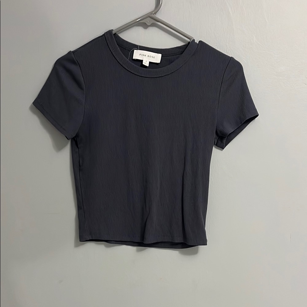 Dark Gray Ribbed T-Shirt